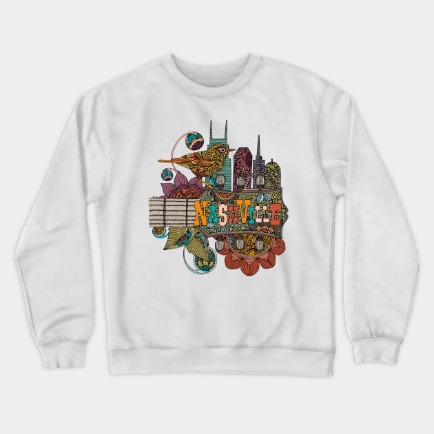 Nashville - Music City Crewneck Sweatshirt by Valentina Harper